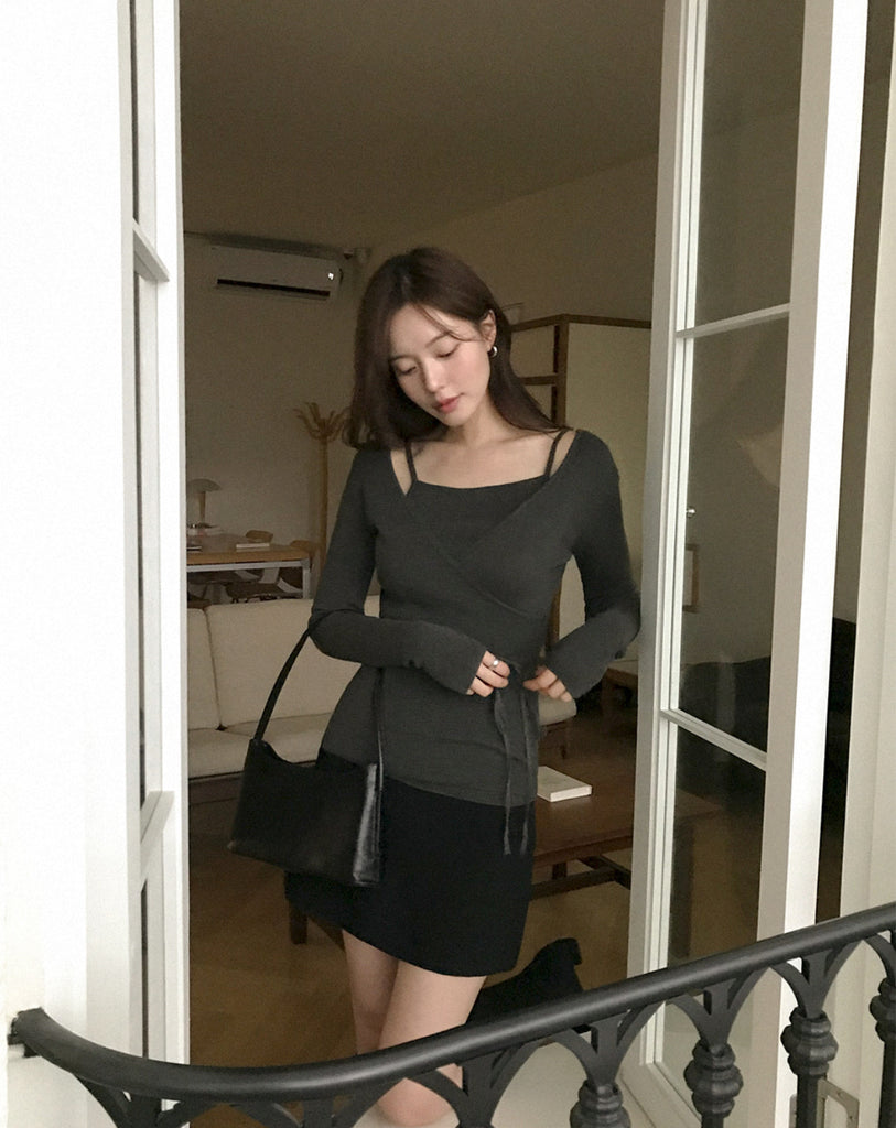[🍂F/W] Ane Cotton Wrap Knit Set (Vest+CD)