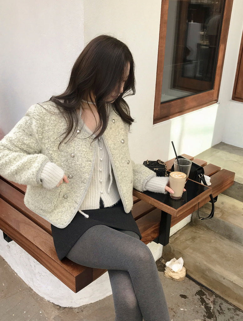 [🍂F/W] Holiday Pearl Wool Cardigan