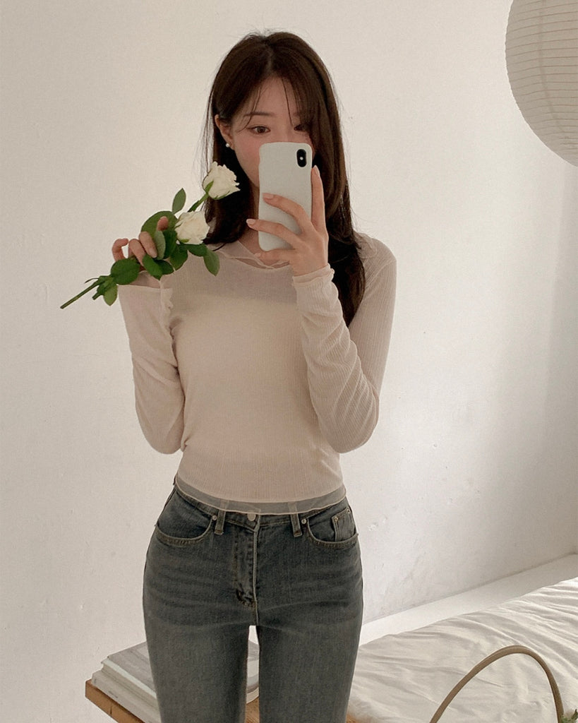 [🍂F/W] Wavy See-through Chiffon Top