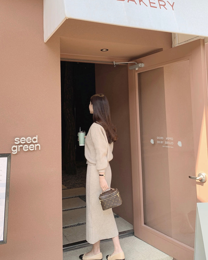 [🍂F/W] Zipper Knit Set Top + Skirt