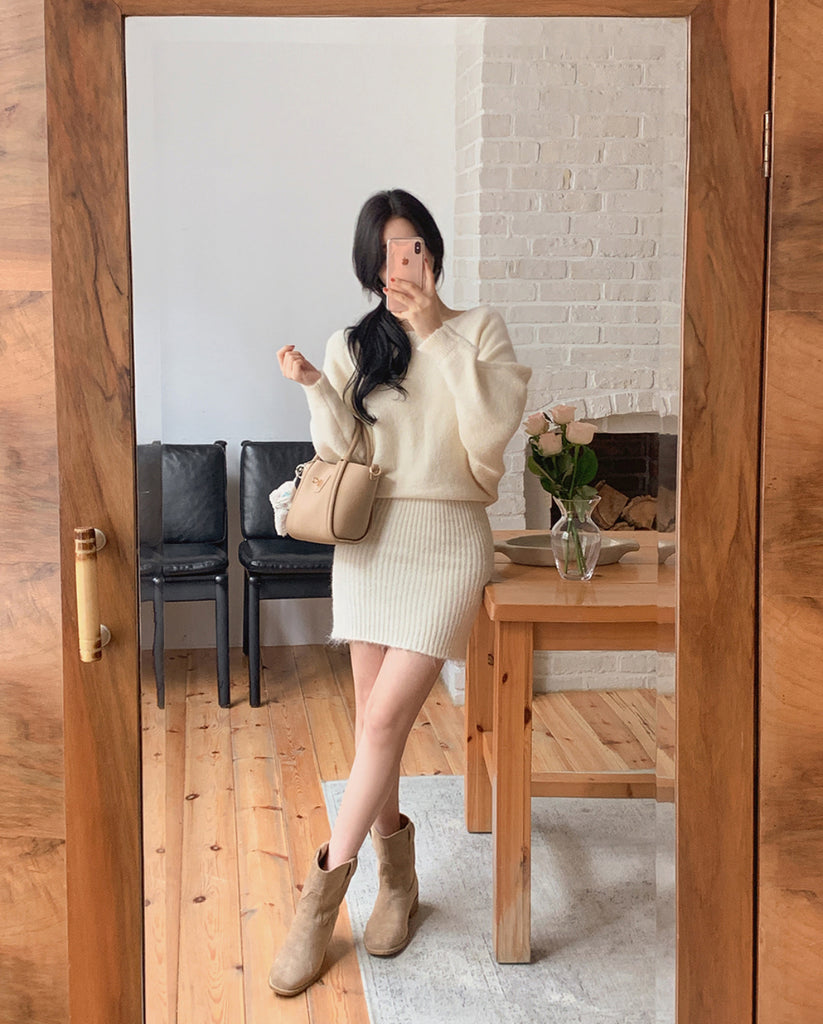 [🍂F/W] Lusha Boat Neck Knit Mini Dress