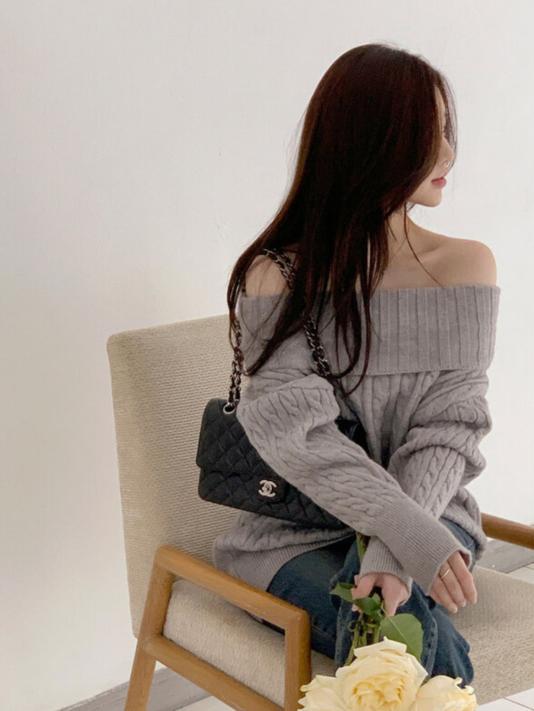 [🍂F/W] Rose Soft Off-Shoulder Sweater