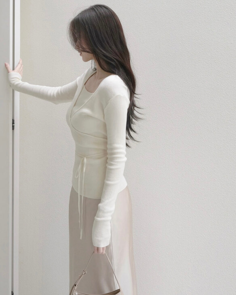 [🍂F/W] Ane Cotton Wrap Knit Set (Vest+CD)