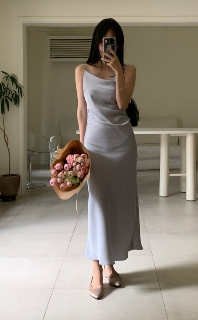 [🍂F/W] Draped Satin Long Dress